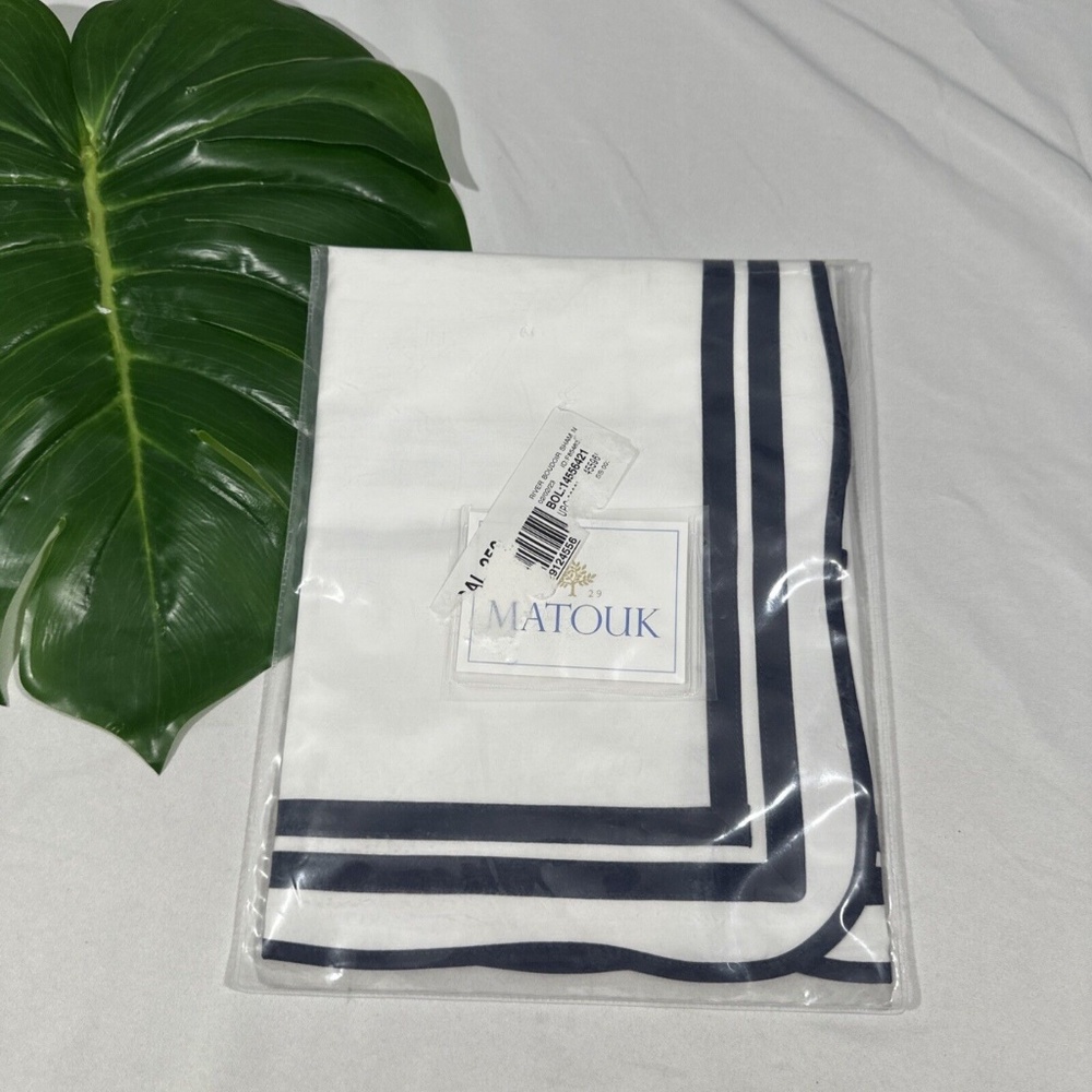 NIB‎ $115 Matouk [ Boudoir Sham ] Luca 500TC Cotton in River Navy Blue